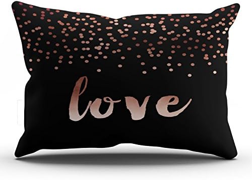Fanaing Bedroom Custom Decor Elegant Faux Rose Gold Confetti Dots Love Text Pillowcase Soft Zippered Pink Throw Pillow Cover Cushion Case Fashion Design One-Side Printed King 20X36 Inches