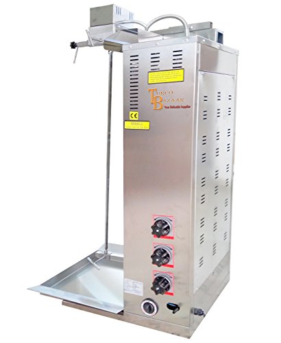 TurcoBazaar 110v 220v NATURAL GAS 3 BURNER 77 LBS AUTOMATIC KEBAB MACHINE DONER MACHINE DONER KEBAB GRILL MACHINE 3 STOVE ROTISSERIE MACHINE GYRO GRILLER - Thumbnail 2
