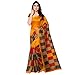 Jaanvi Fashion Women's Checkerd Yellow Bhagalpuri Silk Printed Saree