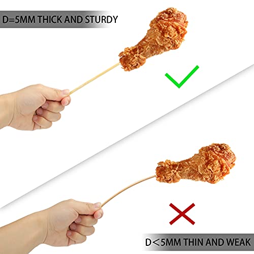 HANSGO Wooden Candy Apple Skewer Sticks, 5mm 6.25inch Birch Bamboo BBQ Caramel Apple Sticks Cotton Candy Stick Rock Candy Stick Skewer Semi Pointed Lollipop Sticks Barbecue Corn Dog