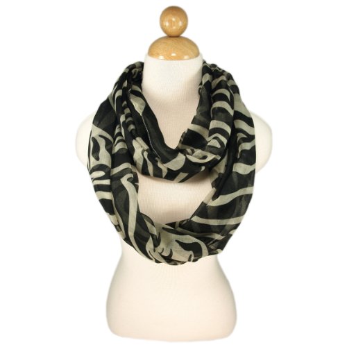 Zebra Animal Print Infinity Loop Fashion Scarf, Beige