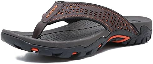 Mens Thong Sandals Indoor and Outdoor Beach Flip Flop Brown, 43