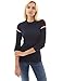 PattyBoutik Women Trim Mock Neck Long Sleeve Sweater (Navy Blue Medium)