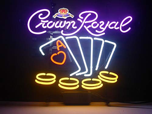 LDGJ Neon Signs for Wall Decor Handmade Sign Home Crown Royal Poker Chips Custom Beer Bar Pub Recreation Room Lights Windows Glass Party
