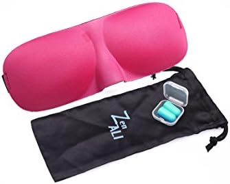 Zen Ali Sleep Mask &amp; Earplugs - 3D Molded Contoured Breathable Light-weight and Very Comfortable - For Women and Men - Also Great for Light Sensitivity (Pink)