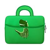 MoKo 7-8 Inch Kid Sleeve for Amazon Tablet, Neoprene Case Bag Fits Fire HD 8, Fire 7 Tablet, Fire 7 Kids Edition 2019/2017, Kindle E-Reader, Kindle Oasis 2017, Boogie Board Jot 8.5 - Dinosaur Green