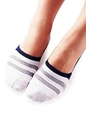 Vero Monte 4 Pairs Womens Cotton No Show Liner Socks *Silicon Non-Slip Grip*