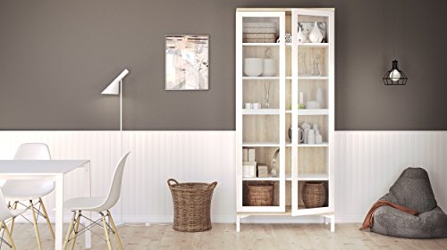 Tvilum Aberdeen 2 Door China Cabinet, White/Oak Structure - Thumbnail 5