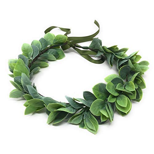 Green Leaf Flower Crown Wedding Eucalyptus Floral Crown Boho Bridal Floral Wreath Headpiece (Green leaves)