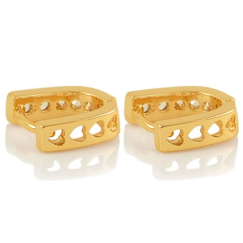ERAWAN New Fashion Women U-shape Crystal Harp Huggie Earrings Noble Ear Hoop Jewelry sakcharn (Gold) - Thumbnail 2