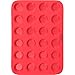 BakeitFun Mini Silicone Muffin Baking Pan in Vibrant Red Color with 24 Small Circular Compartments That Can Be Used for Cupcakes, Tarts and Other Baked Goodness. Perfect for Professional and Home Use