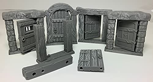 HERO CreationsHinged Doors - RPG - Dungeons and Dragons - DND - Pathfinder - Lord of The Ring - Figurine Miniature (Gray/Unpainted) (2 Inches high for humanoids)