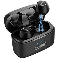 COWIN KY02 [2019 Upgraded] Wireless Earbuds True Wireless Earbuds Bluetooth Headphones with Microphone Bluetooth Earbuds Stereo Calls Extra Bass 36H for Workout(Charging Case Included) - Black