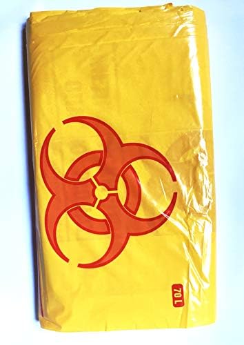 Strong Clinical Waste Biohazard Yellow Medical Waste Bags - 70 L (Pack Of 25)