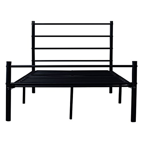 Metal Platform Bed Box Spring Replacement Foundation with Headboards