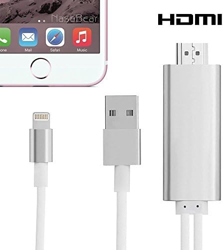 Lightning HDMI Cable, AISIF 6ft 8Pin Lightning to HDMI Digital AV Adapter Cable with USB Charger For iPhone 7 7plus 5 5C 5S 6 6S 6plus iPad Air/mini/Pro Plug and Play Support iOS9/10/11 Silver