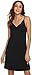 GYS Women's Bamboo Viscose Full Slips for Under Dresses Soft Adjustable Spaghetti Straps Cami Slip Dress, Black, Small