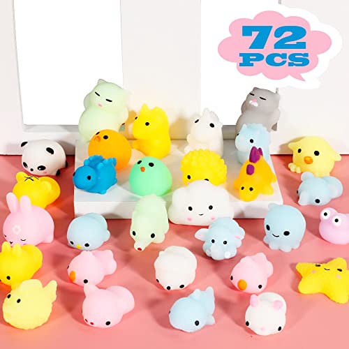MGparty 72 Pcs Mochi Squishies Bulk Animal Squishy Toys for Party