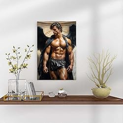 HMLZSJ Nude Muscle Male Torso Portrait Art Gay