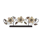 Stratton Home Decor S07669 Stamp Wood Flower Table Top, 20.00 W x 1.97 D x 6.10 H, Multi