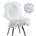 YOH Luxury Faux Sheepskin Area Rugs, Soft White Fur Rugs, Fluffy Chair Cover Seat Cushion, Modern Shaggy Furry Sheepskin Plush Carpets for Home Decor, 2 x 3ft (White & Silver Glitter)