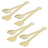HINMAY 4-Piece Appetizer Tongs 6-Inch Small Serving Tongs, Premium Stainless Steel Gold Plated Mini Tongs For Tea Party, Coffee Bar, Serving, Appetizers