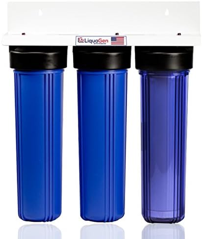 LiquaGenHeavy Duty 3 Stage Whole House Water Filtration System - 1" Inlets (Dual Blue & Clear Sediment)