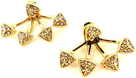 Uniklook Jewelry Statement Petite Gold Silver Spike Ear Jacket Double Sided Stud Back Front Earrings NEW Trend