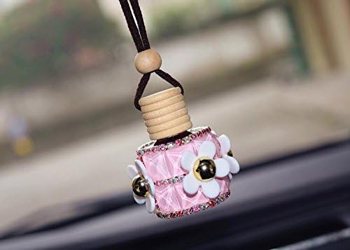Beautiful Car Rearview Mirror Air Freshener Bottle Perfume Diffuser Hanging Ornament Pendant Home Perfume Diffuser Ornament (Pink)