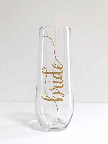 Gold Bride Champagne Flute - Bachelorette - Engagement Gift - Thumbnail 2