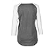 Fedi Apparel Womens 3/4 Sleeve Crew Neck Blouse Loose Tee Shirt Tops Letter Print Tee, Gray, Large