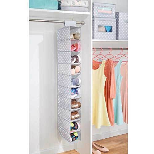 mDesign Soft Fabric Over Closet Rod Hanging Storage Organizer with 10
