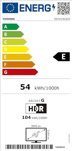Téléviseur intelligent sans cadre 50UV2363DG 50 pouces 4K UHD avec HDR10, Dolby Audio, compatible avec Alexa et Google Voice Assistant