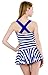 MiYang Women's Swimwear One Piece Slimming Skirt Tummy Control Swimdress Bathing Suit Navy Striped Large US 12-14