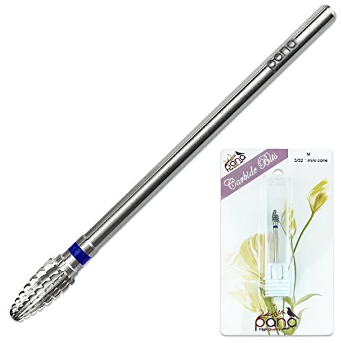 Pana 3/32" Mini Cone Safety Nail Carbide Bit - Silver Color (Grit: Medium - M) for Electric Dremel Drill Machine