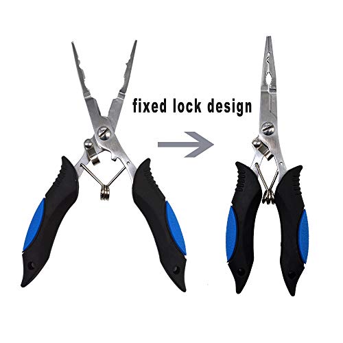 Amoygoog Edelstahl-Angelzange, Angelnadel-Spitzzange, Schneid-Angelschnur, Multitool-Zange mit Hülle und Teleskop… – Bild 4