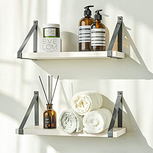 Labcosi White Floating Shelves for Bathroom, Living Room, Kitchen