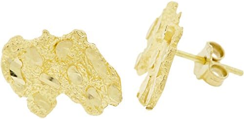 Men's 10k Yellow Gold Medium Nugget Style Stud Earrings