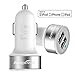 [Certified by Apple - Lifetime Warranty] ACEPower® Dual USB Ports 3.4A Portable USB Car Charger for iPhone 6 6plus 5 5S 5C 4 4S,iPad 4 3 2,iPad mini,iPad air Battery Power Supply for All Apple Device, Galaxy, Cell Phones, Tablet, Android Devices, Portable Cigarette Lighter Plug, Mobile Travel Charging Station 12V Input (Lightning Cable/Adapter Not Included)- Premium MFI Quality (White w. Silver Band)