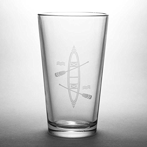 CANOE Pint Glasses set of 2 - Dishwasher-safe wood slice etched glass