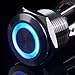 Ulincos® Momentary Push Button Switch U19D1 1NO SPST Silver Stainless Steel Shell with Blue LED Ring Suitable for 19mm 3/4