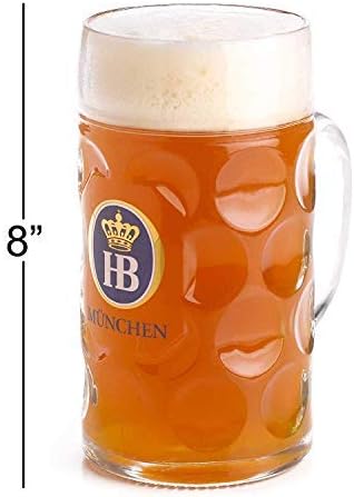 Amazon Com 1 Liter Hb Hofbrauhaus Munchen Dimpled Glass Beer