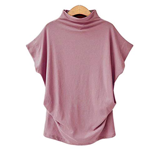 New in Summer Haalife◕‿Women Turtleneck Short Sleeve Top Fashion Irregular Blouse T Shirt Casual Oversize Tunic Tops