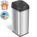 iTouchless 50 Liter / 13 Gallon Sensor Dog-Proof Kitchen Trash Can with Lid Lock and AbsorbX Odor Filter, Touchless Lid, Stainless Steel Garbage Recycling Bin for Kitchen, Home, Office, Business