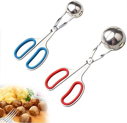 カラーシザー 2個 ミートボーラー ステンレススチール ケーキポップアイストング ミートボールメーカー ラバー