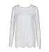 PHOTNO Fashion lace chiffon blouse long sleeve shirt women loose cotton tops t shirts S-XXXXXL (L, White)