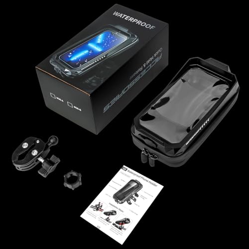 BTNEEU Waterproof Motorcycle Mobile Phone Holder Anti-Vibration Mobile Phone Holder for Scooter with Touch Screen 360° Rotation for 4.7-7.0 Inch Smartphone