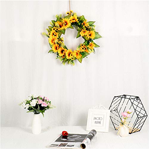 image for Kidirt Simulation Sunflower Wreath Decorative Sunflower Door Hanging, 