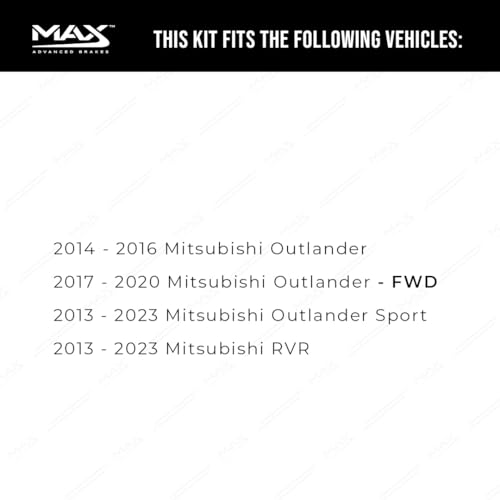 Max Advanced Brakes Front & Rear Brake Kit Compatible With 2014-2019 2020 Mitsubishi Outlander/Outlander Sport RVR Replacement Premium OE Disc Brake Rotors and Ceramic Brake Pads