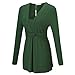 Simier Fariry Fashion Twist Knot Front Rayon Tshirt Blouse Clothing For Women Green XL